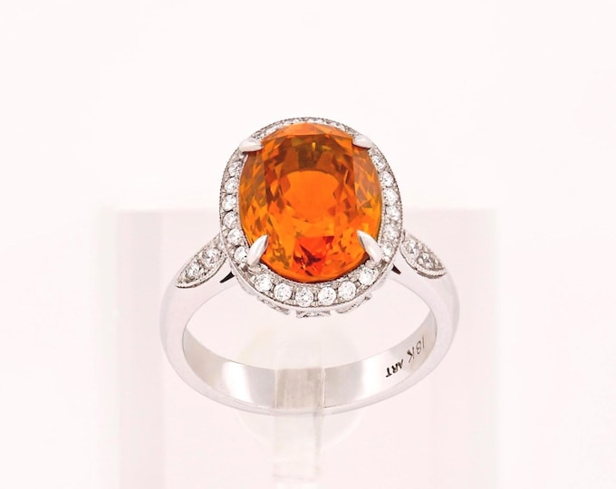 Elegant 18K Gold Diamond & Sapphire Statement Ring - Luxury Cocktail Gemstone Engagement Jewelry