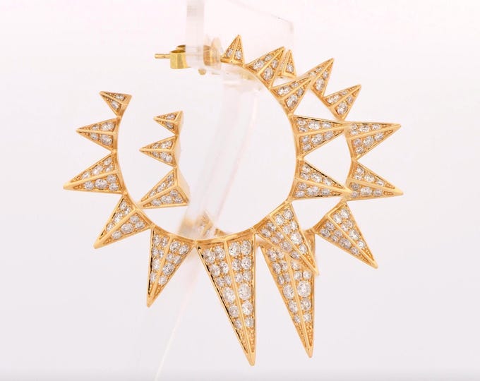 Fierce & Fabulous Diamond Spike Hoops — Oversized 18K Gold with 9.25ctw Diamonds