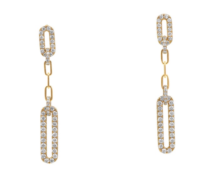 Elegant 14k Gold Dangling Diamond Link Earrings for Weddings and Gifts