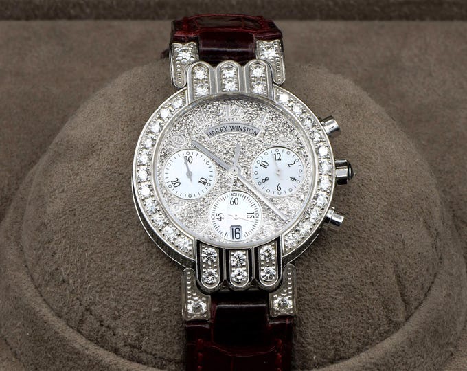 Ladies Harry Winston Premiere Lady Chronograph 18k White Gold Watch 200UCQ32W