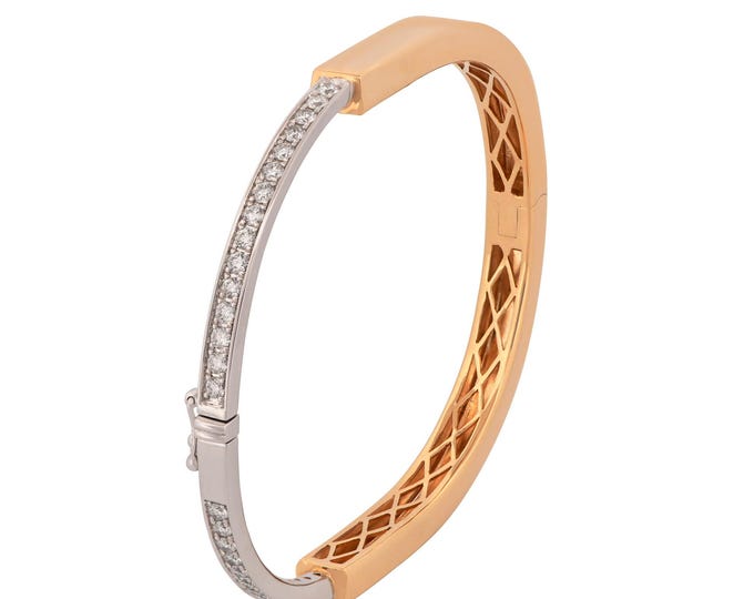 14k Gold Diamond Bangle Bracelet for Women, Elegant Jewelry Gift, Anniversary Present
