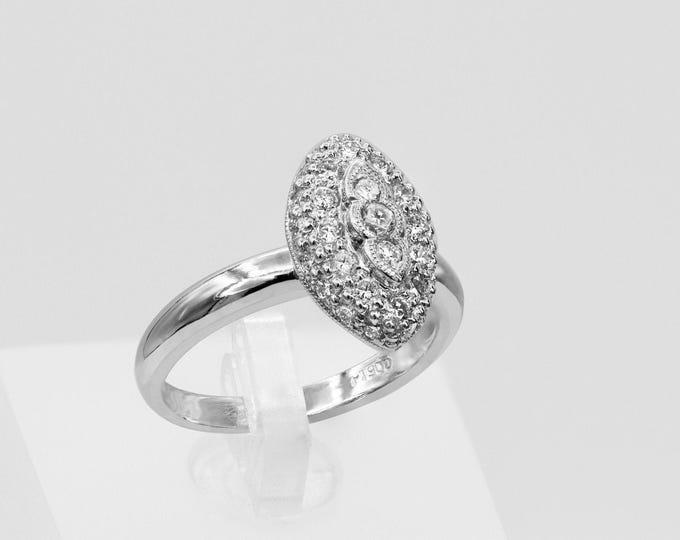 Vintage Inspired Diamond Platinum Engagement Ring 0.67 Carat Antique Style Bridal Jewelry