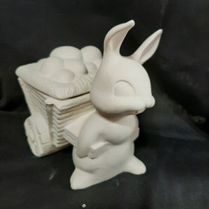 Bunny with Egg Cart Candy Dish