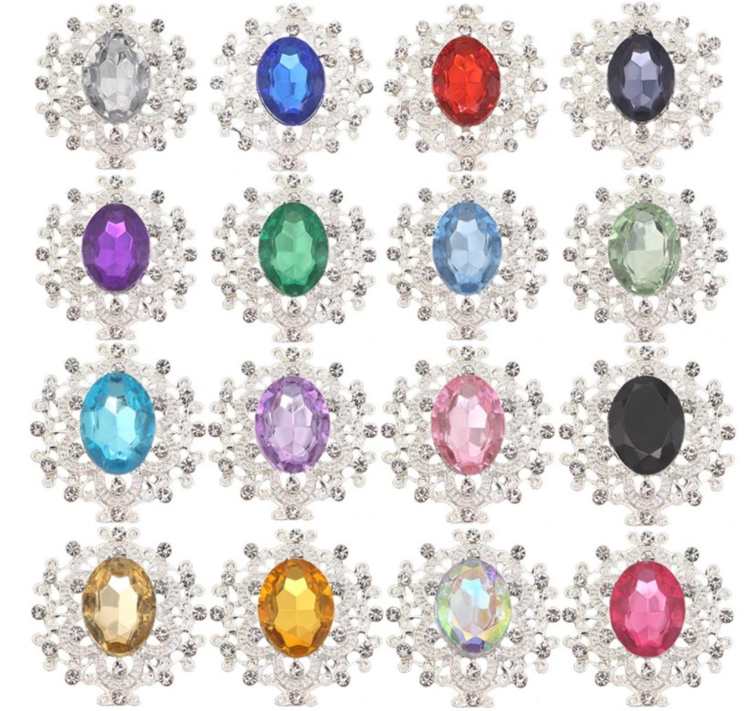 Rhinestone Crystal Silver Flatback Embellishment | for Brooches ...