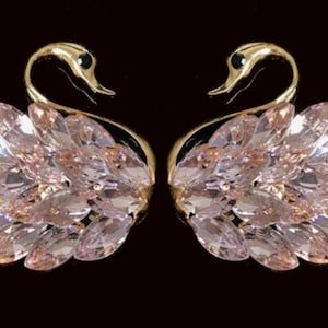 Swan Rhinestone Gold Crystal Flatback Embellishment, For Brooches, Button, Crafting Supply, Silver Rhinestones, DIY Supplies