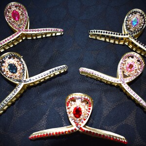 Rhinestone Hair Claw Clip – Handmade Curl Design Hair Jewelry Accessory