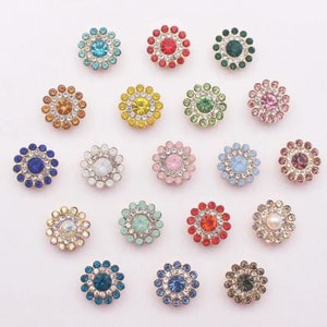 Flower Rhinestone Button Crystal Round Cabochon Bead for Needlework DIY Jewelry Making Headband Patch Handmade Craft Accessories