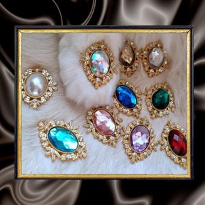 Rhinestone Gold Crystal Flatback Embellishment | For Brooches, Buttons, Crafting Supplies, Silver Rhinestones, DIY Supplies | Pack of 5