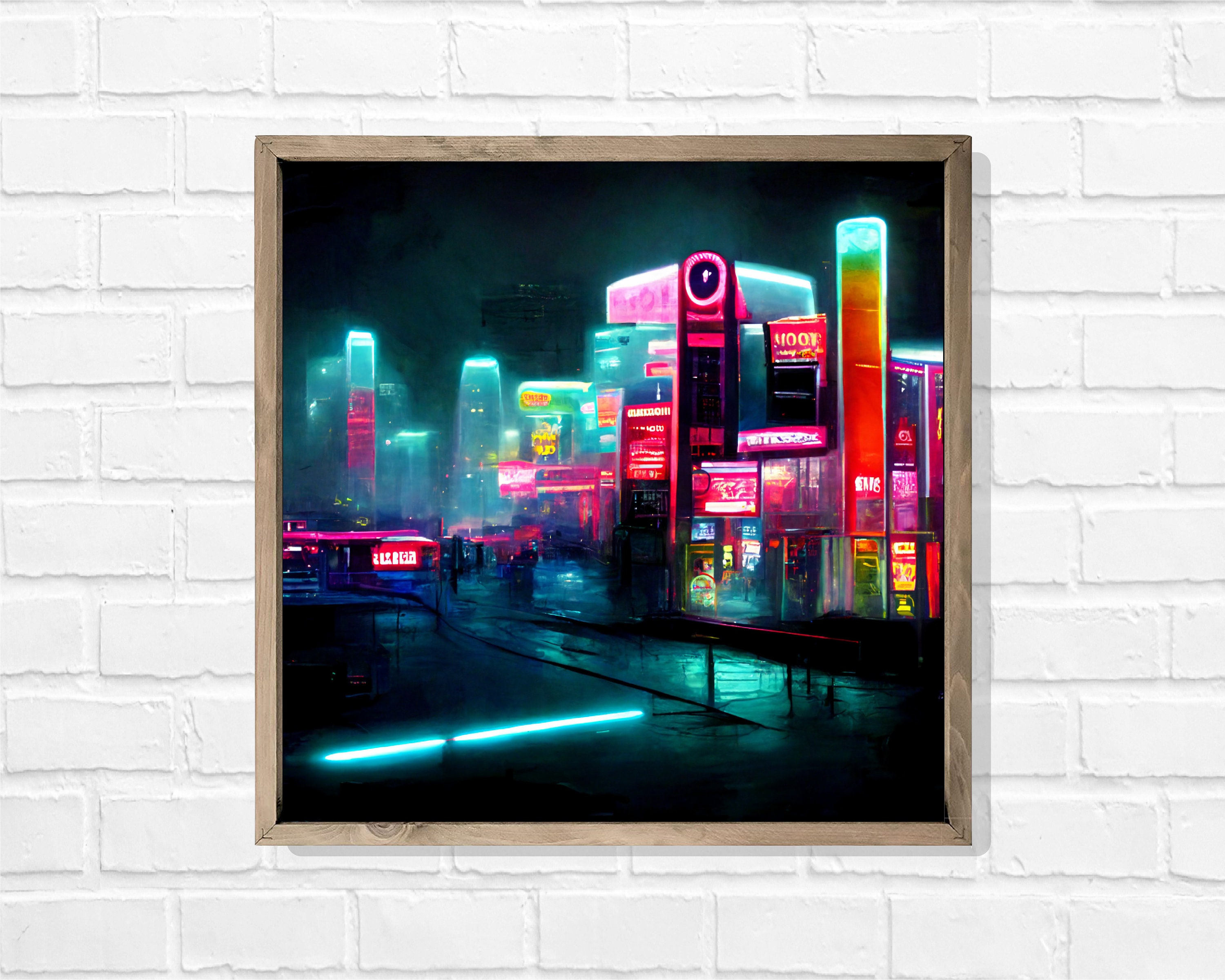 Neon City, Ai Art, Night Life, City Life, City Scape, Print, Picture ...