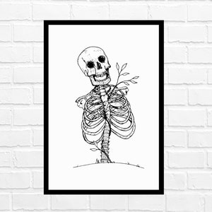 Skeleton, torso, sketch, doodle, spooky, creepy, Halloween, digital, print, download, art, wall art