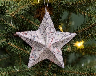 Vintage Map Star Christmas Ornament (Multi)