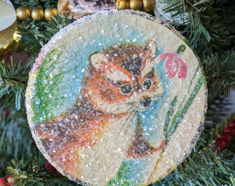 Vintage Children's Book Raccoon Christmas Ornament