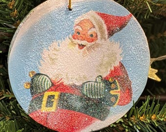 Vintage Golden Book Santa Christmas Ornament