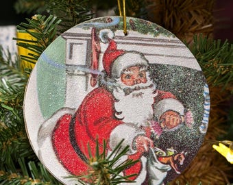 Vintage Golden Book Santa Christmas Ornament