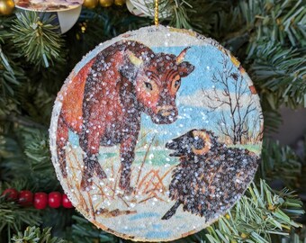 Vintage Children's Book Farm Animal Christmas Ornament