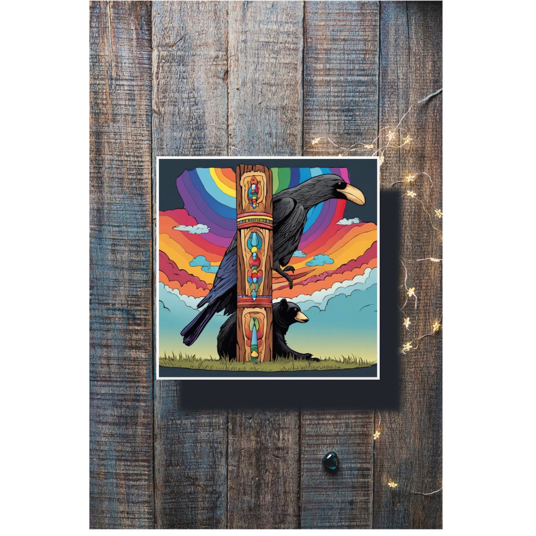 Native Sticker, Totem Pole , Raven Sticker, Bear Sticker, Native Art ...