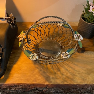 Vintage Metal Basket with Flowers