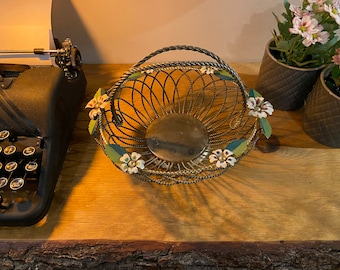 Vintage Metal Basket with Flowers