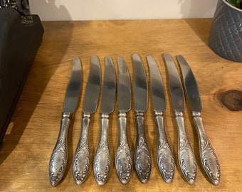 Set of 8 Vintage HEPX Dinner Knives