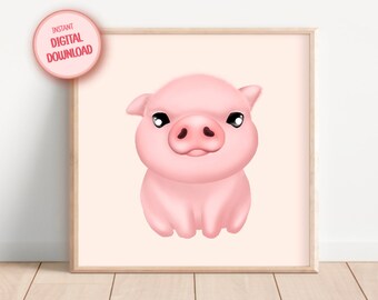 PRINTABLE Adorable Piglet Wall Art | Home Decor for Pig and Animal Lovers | Cute Piggy Poster | Minimalist Nursery Decor | Baby Gift