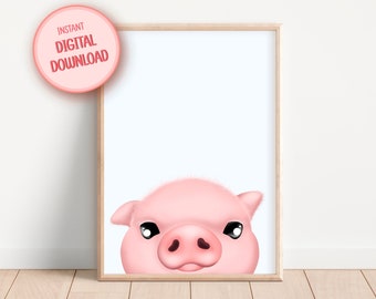 Adorable Piglet Nursery Print | Pink Baby Pig Art (Digital Download)