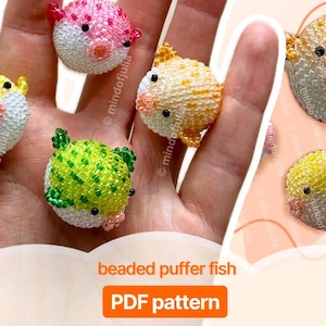 3D Beaded Puffer Fish PDF Pattern: Miyuki Seed Bead Tutorial (Beading Pattern)