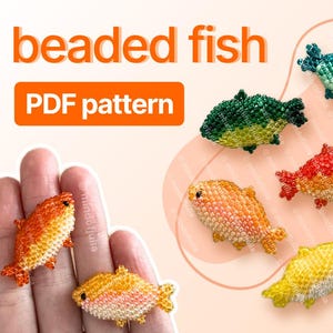 3Dビーズフィッシュパターン - PDFチュートリアルシードビーズ | DIYペヨーテ＆ブリックステッチビーズパターン | ビーズフィッシュチュートリアル | ビーズアニマルシードビーズ
