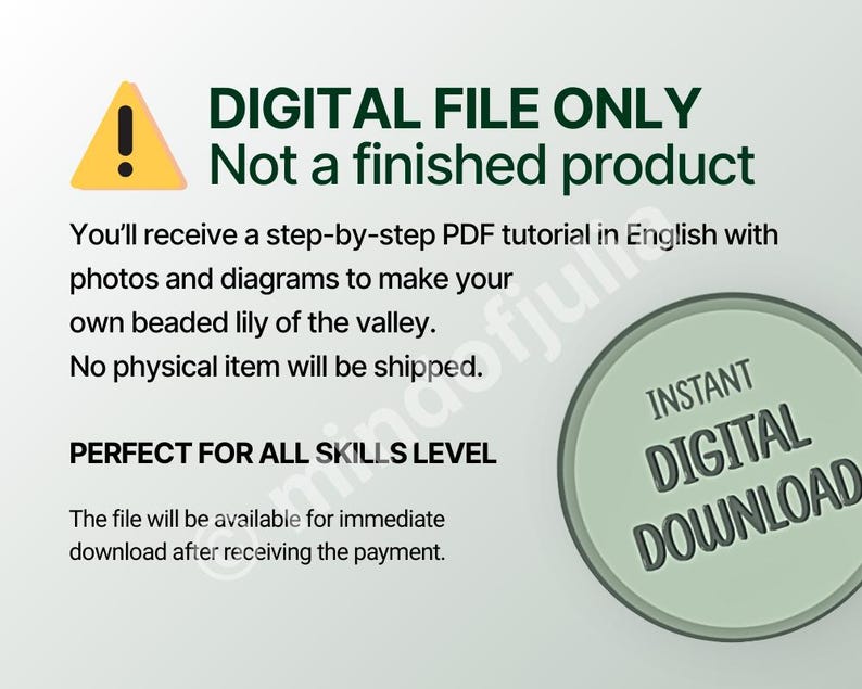 May include: A digital file advertisement with text that reads "DIGITAL FILE ONLY Not a finished product." Includes a yellow triangle with an exclamation point and a green circle with "INSTANT DIGITAL DOWNLOAD."