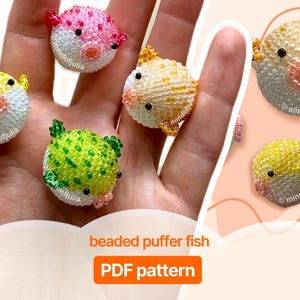 Patrón PDF de pez globo con cuentas 3D: Tutorial con cuentas de semillas Miyuki (Patrón de abalorios)