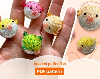 3D Beaded Puffer Fish PDF Pattern: Miyuki Seed Bead Tutorial (Beading Pattern)
