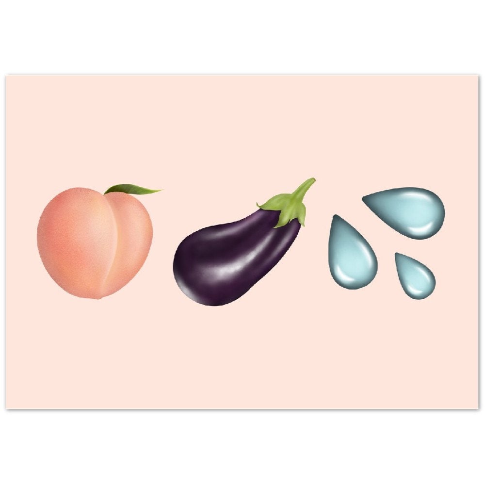 Kinky Eggplant and Peach Emoji Poster Sex Therapist Office Etsy