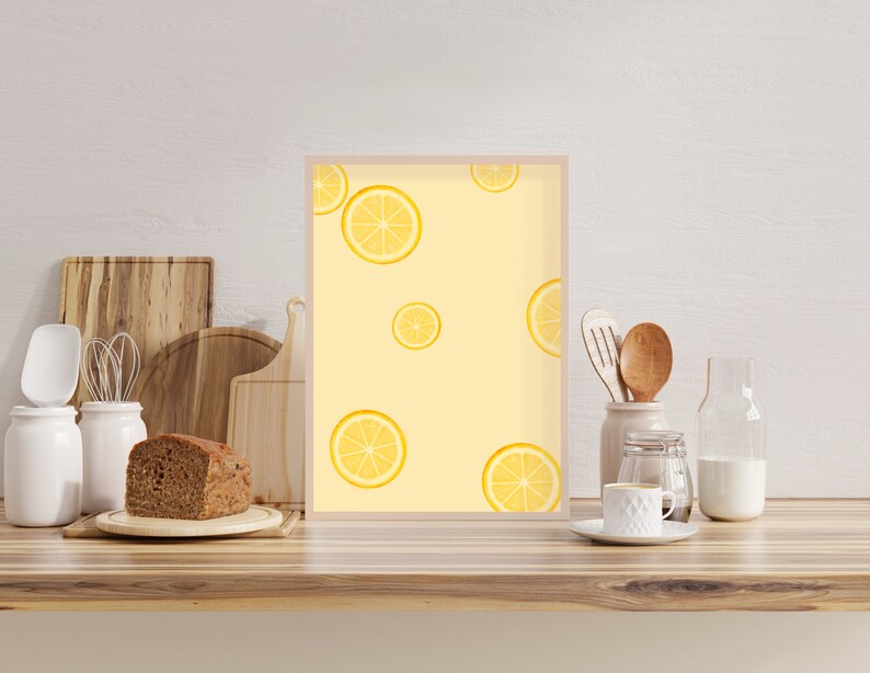 PRINTABLE Lemon Slices Wall Art Home Decor for Kitchen or Bakery Lemons Citrus Baking Poster