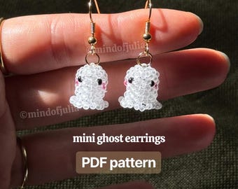 Mini Beaded Ghost Earrings PDF Pattern: Seed Bead Tutorial (Beading Pattern)