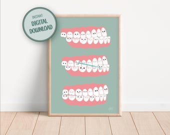 Braces Anatomy Art | Orthodontist Office Decor (Digital Download)