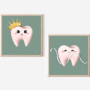 Set di stampe, decorazioni per cliniche dentistiche, stampe murali per studi dentistici, stampe murali per dentisti, stampe per bambini con denti, regali per dentisti, anatomia unica dei denti