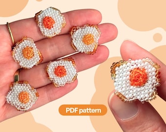 3D Beaded Fried Egg PDF Pattern: Seed Bead Eggs Tutorial (Beading Pattern)