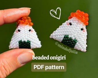 3D Beaded Salmon Roe Onigiri PDF Pattern: Seed Bead Tutorial (Beading Pattern)