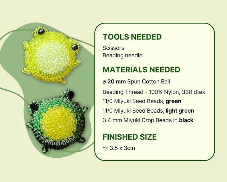 3D Beaded Frog PDF Pattern: Miyuki Seed Bead Animal Tutorial (beading ...