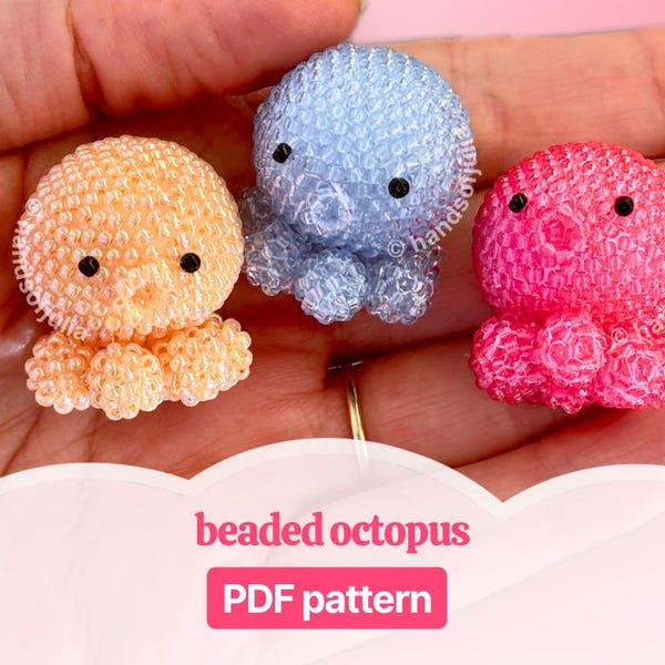 3D Beaded Octopus PDF Pattern: Miyuki Seed Bead Tutorial (Beading Pattern)