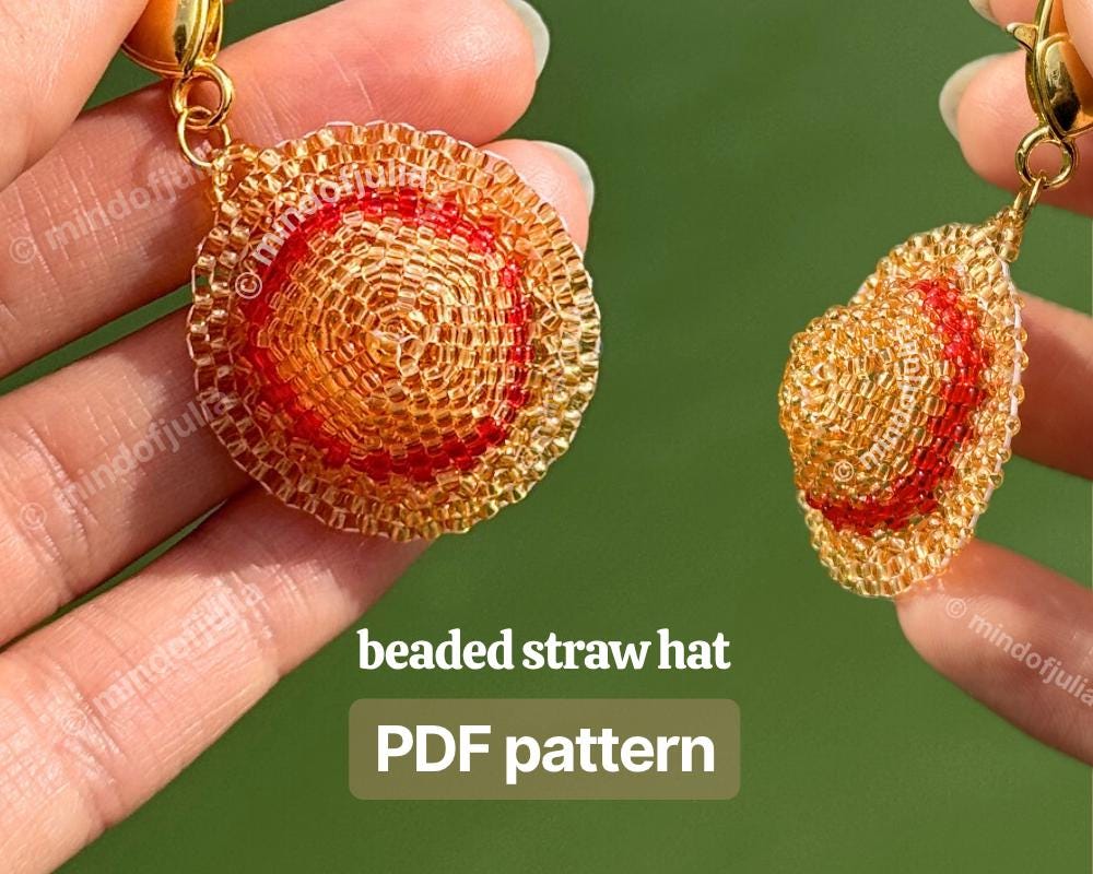 3D Beaded Straw Hat PDF Pattern: Seed Bead Tutorial (beading