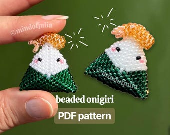 3D Beaded Shrimp Tempura Onigiri PDF Pattern: Seed Bead Tutorial (Beading Pattern)