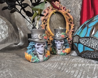 Handmade Gothic Skull Candle Set, Midnight Traveler, Dark Academia Decor (Set of 2)