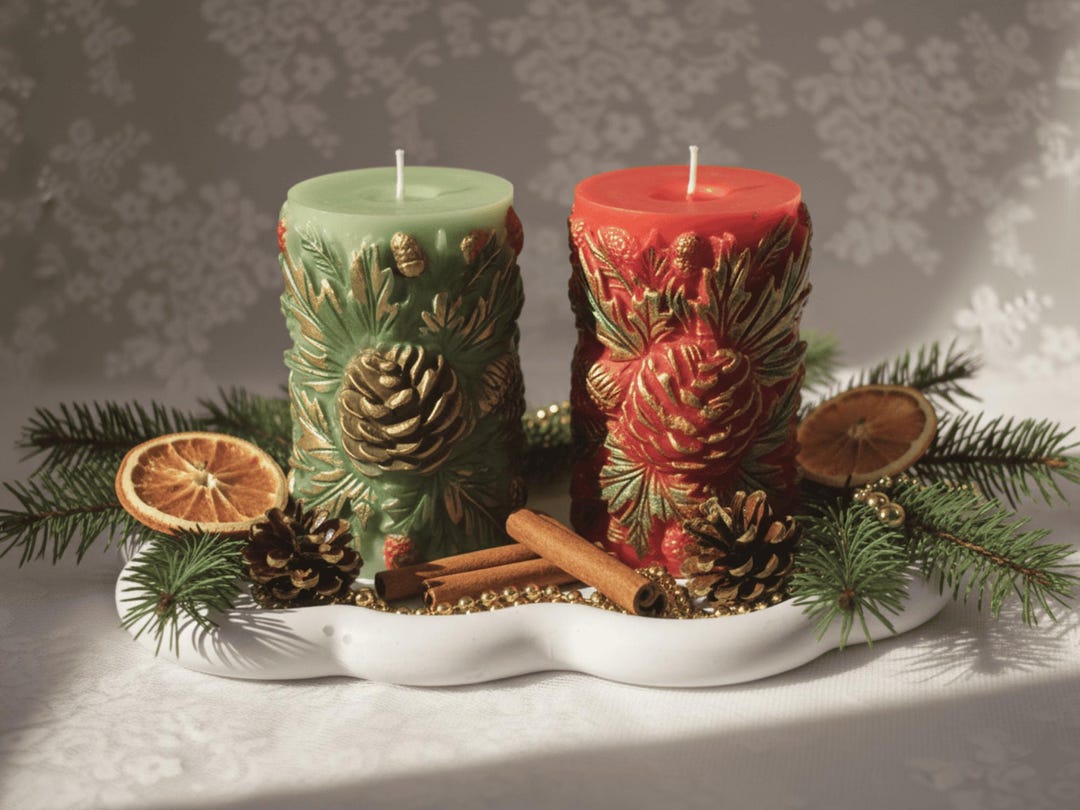 Handmade Christmas Candle Set – Pinecone & Berry, Soy Wax - Etsy