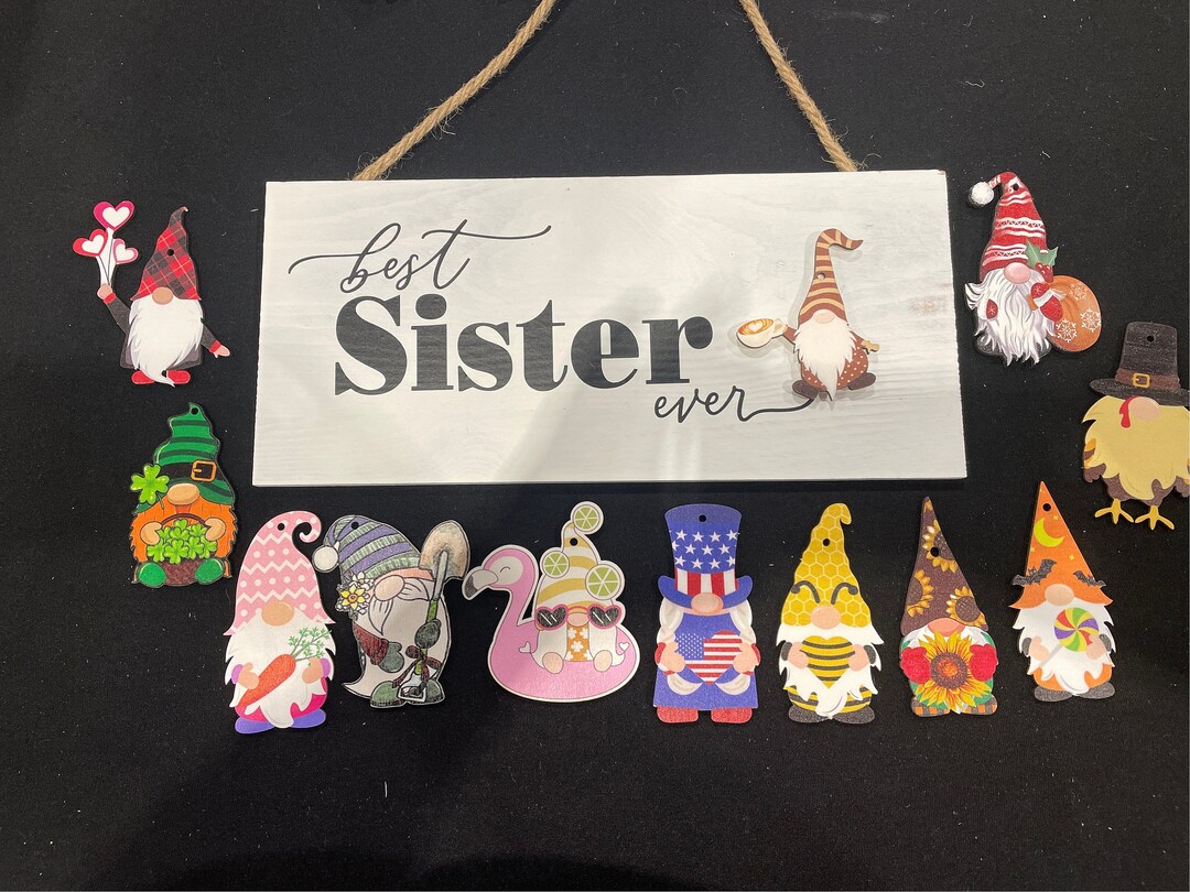 Gnome Sign, Custom Wooden Gnomes, Custom Name, Sister Sign ...