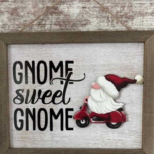 Interchangeable Gnome sign gnome sweet gnome seasons welcome Christmas gift for her home decor door hanger birthday gift wall decor