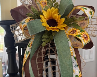Sunflower bows, autumn lantern bows, wreath decoration, crafter bow, seasonal tree decor, package embellishing