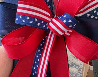 Patriotic bows, Fourth of July lantern bows, wreath decoration,  memorial day bow, seasonal tree decor, package embellishing