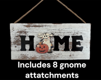 Gnome sign for front door, interchangeable season hanger, wall decor birthday present, house warming gift, gift under 30