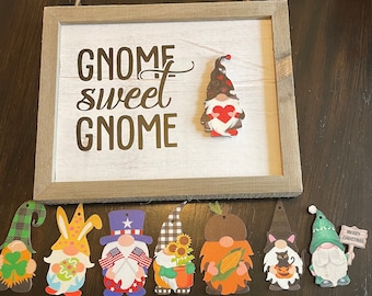 Gnome interchangeable sign wall decor gnome sweet gnome sign for mothersday gift door hanger birthday nursing home gift