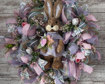 Spring wreath front door decor holiday seasonal pastel door hanger Easter  wreath living room decoration for home decor for April